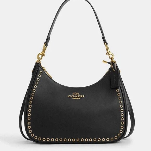 Coach Teri Hobo Leather Bag With Gold Grommets - Picture 1 of 5
